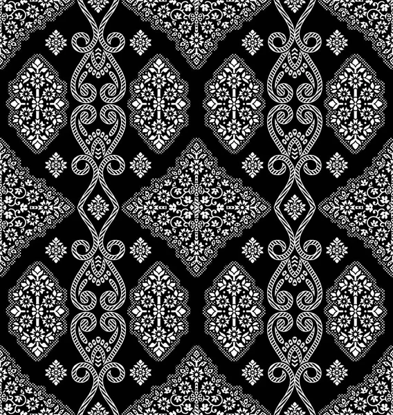 Seamless Black White Traditional Indian Pattern — Stock Photo, Image