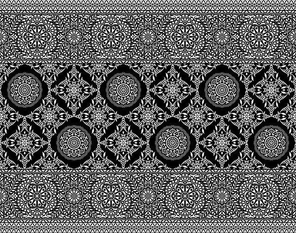 Seamless Black White Traditional Indian Border — Stock Photo, Image