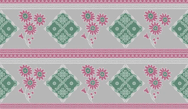 Seamless textile floral border