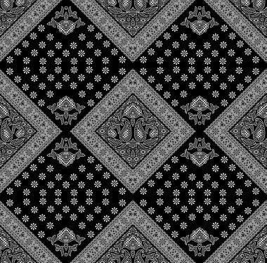 Seamless siyah beyaz geleneksel Hint modeli