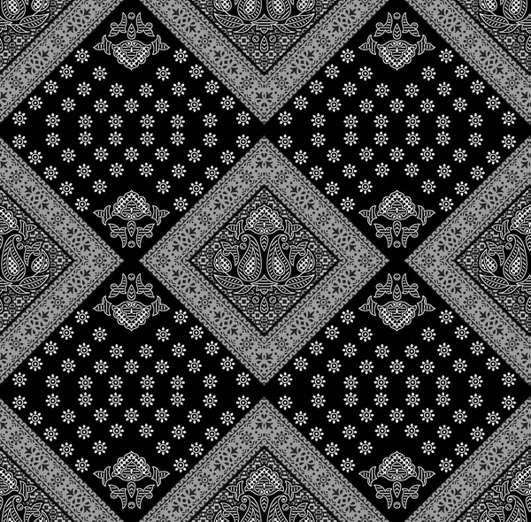 Черно Белый Традиционный Индийский Узор — стоковое фото