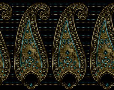 Sorunsuz geleneksel Hint desenli kenarlık koyu arka plan üzerinde