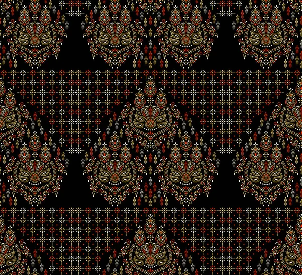 Seamless Dark Traditional Indian Pattern — Stock Photo, Image