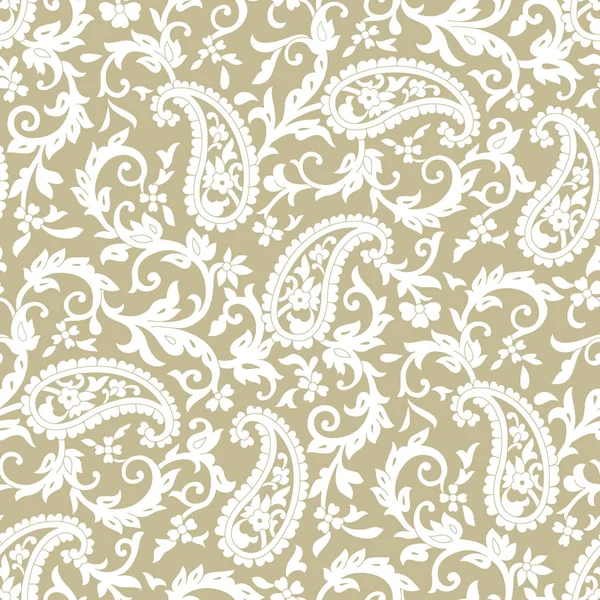 Seamless Traditional Indian Paisley Pattern Gold Background — Stock Photo, Image