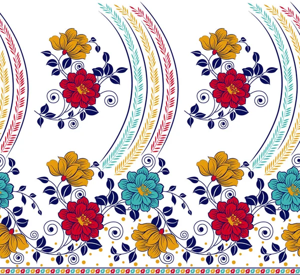 Seamless textile floral border