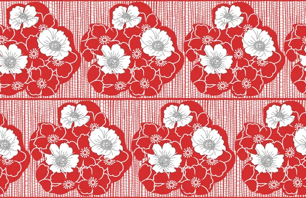 Varrat Nélküli Textil Virág Határ — Stock Fotó
