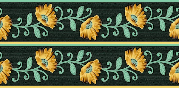 Seamless textile floral border