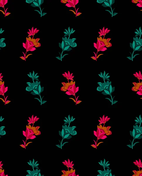 Nahtloses Dunkles Blumenmuster — Stockfoto