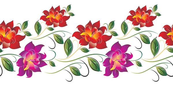 Naadloze Vector Floral Grens — Stockvector