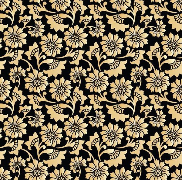 Motif floral doré sans couture — Image vectorielle