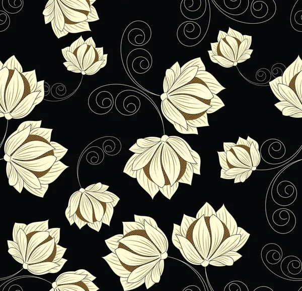 Vector black and white floral pattern — Stock Vector