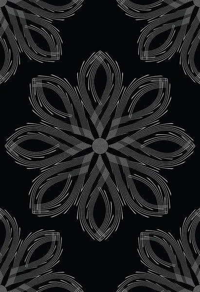 Seamless black and white fancy floral pattern — Stock Vector