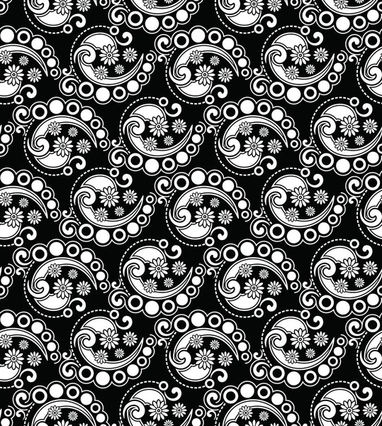 Petit motif floral abstrait noir et blanc sans couture — Image vectorielle