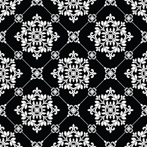 Seamless black and white wallpaper pattern — Stock Vector