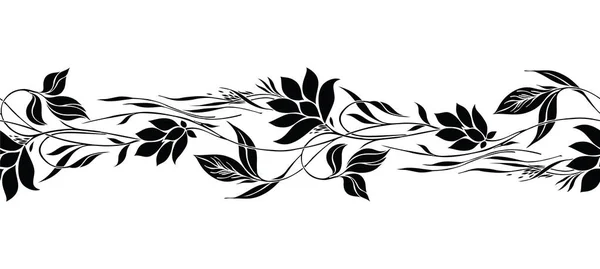 Безшовна чорно-біла квіткова рамка — стоковий вектор
