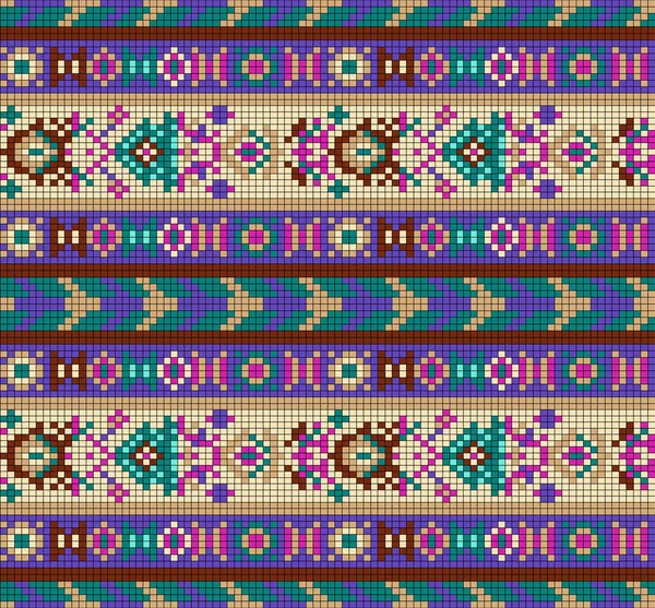 Patrón Píxeles Sin Costuras Estilo Tribal Azteca —  Fotos de Stock