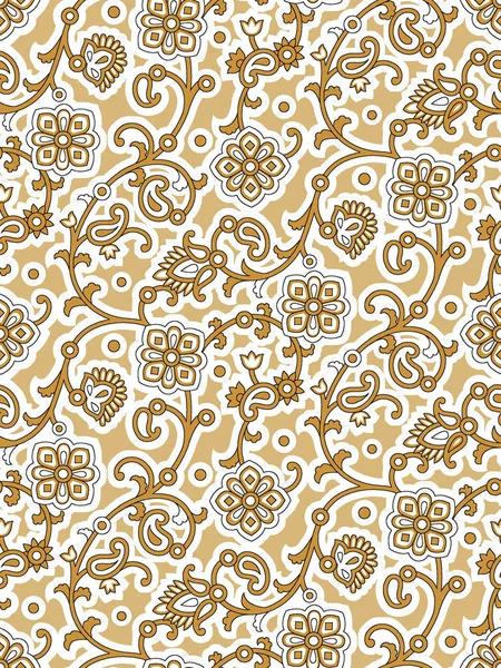 Seamless Yellow Textile Flower Paisley Pattern — Stockfoto