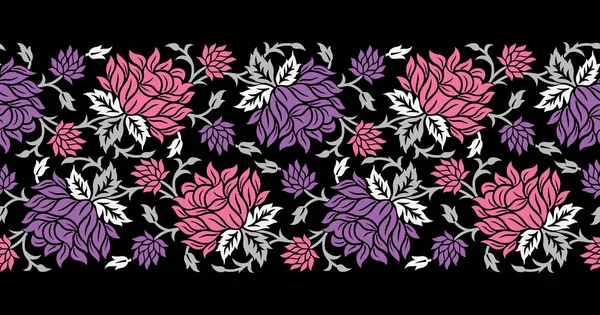 Diseño de borde de flor rosa sin costuras — Vector de stock