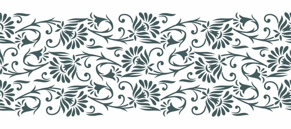 Design de borda floral vetor sem costura — Vetor de Stock