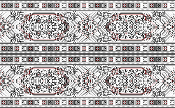 Sömlös Paisley Gräns Med Traditionella Asiatiska Designelement — Stockfoto