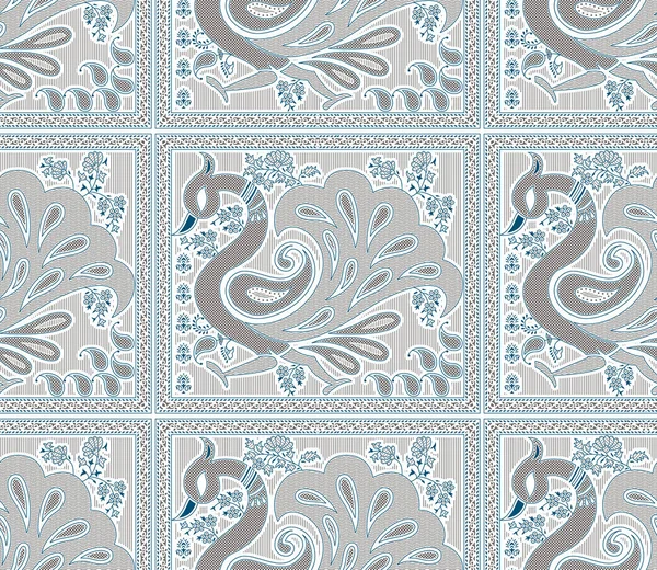 Seamless peacock pattern with traditional Asian design elements