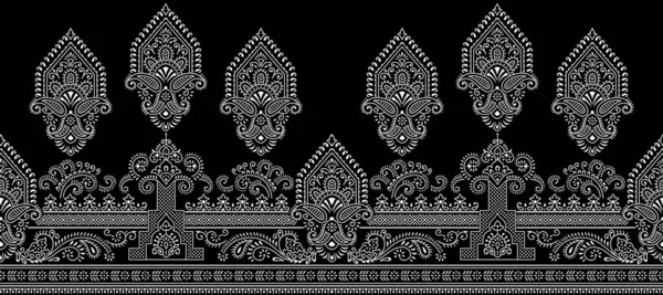 Seamless black and white paisley border