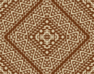 Seamless tribal flower pattern on brown background