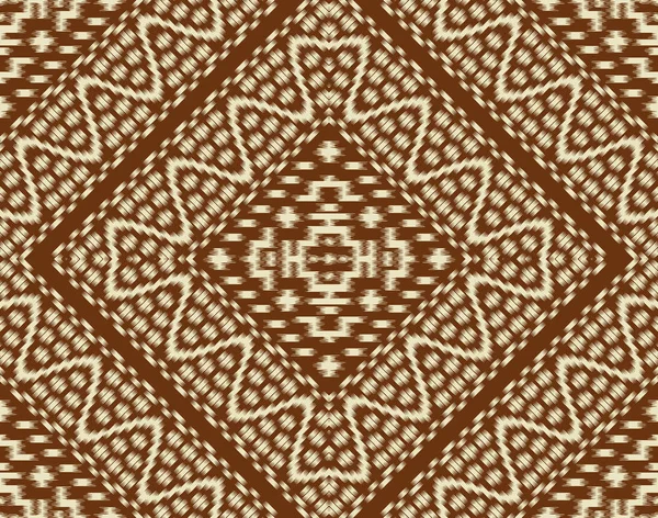 Seamless Tribal Flower Pattern Brown Background — Stok fotoğraf