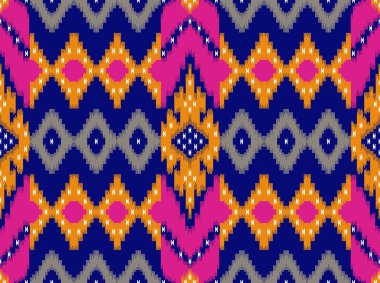 Seamless tribal pattern on blue background
