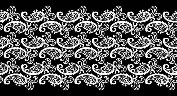 Seamless black and white paisley border design