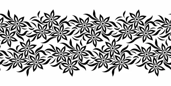 Naadloze Zwart Wit Bloemen — Stockvector