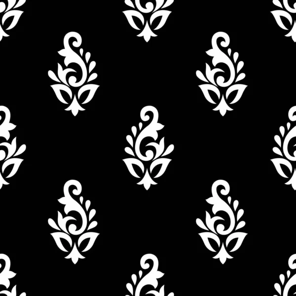 Patrón Damasco Simple Sin Costuras Blanco Negro — Archivo Imágenes Vectoriales