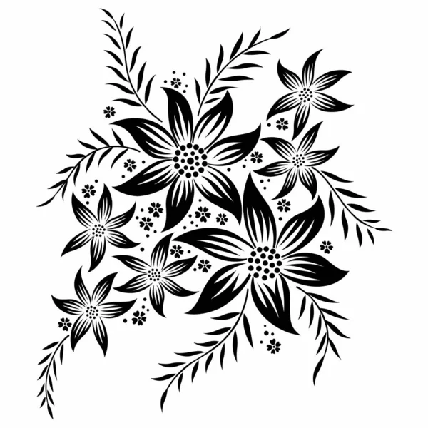 黒と白の花柄のデザイン — ストックベクタ