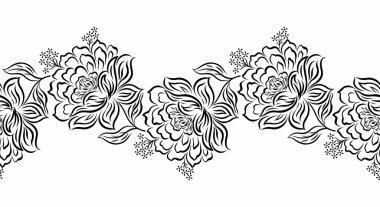 Kusursuz siyah ve beyaz soyut gül kenarı