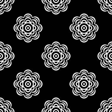 Kusursuz siyah ve beyaz çiçekli desen