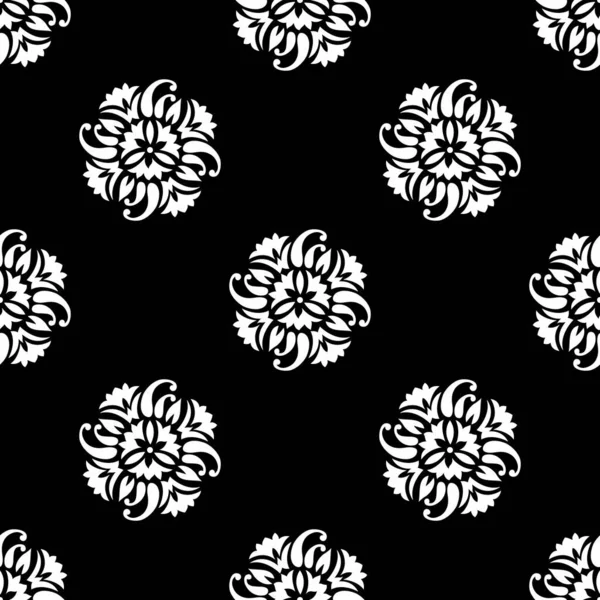 Design Motif Paisley Blanc Noir Sans Couture — Image vectorielle