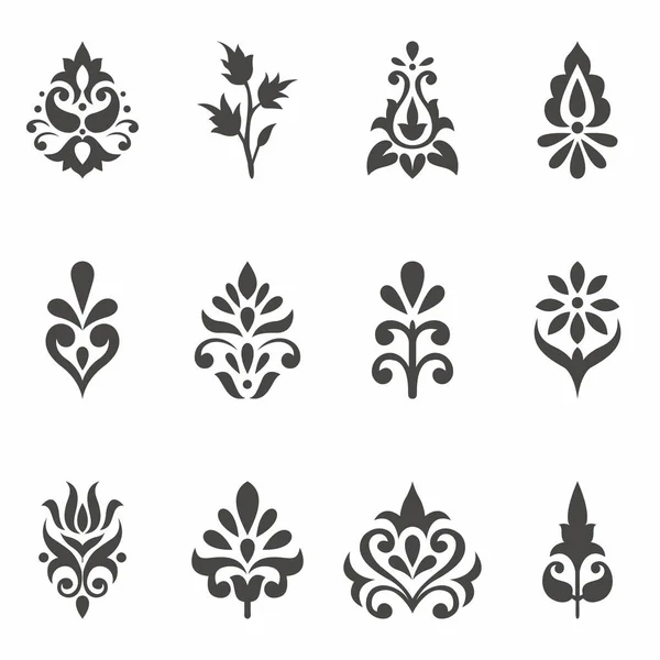 Set Simple Ornamental Floral Designs — Stock Vector