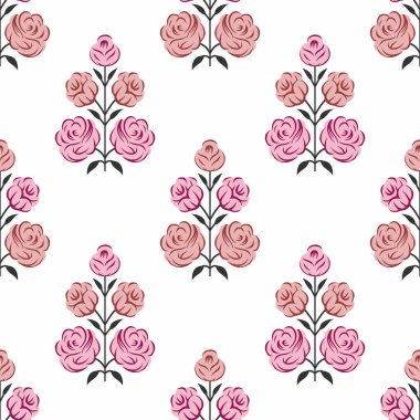 Beyaz arkaplanda kusursuz soyut gül deseni