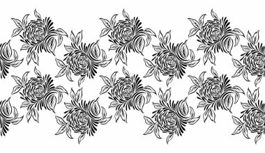 Kusursuz siyah ve beyaz soyut gül kenarı