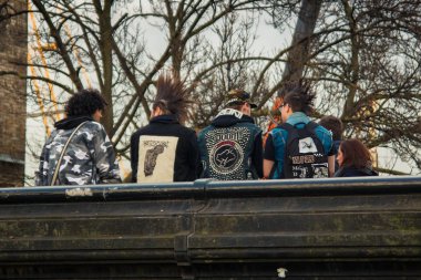 London, january 2016: punks in Camden Town district. clipart
