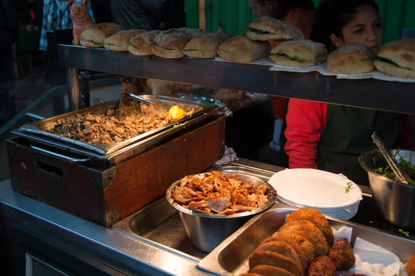 Londres Enero 2016 Carne Venta Borough Market — Foto de Stock