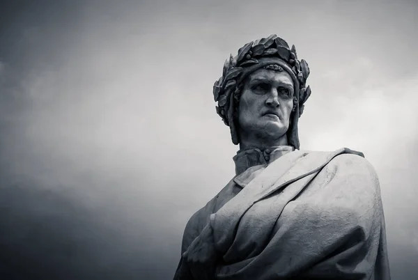 Statue Von Dante Alighieri Piazza Santa Croce Florenz Italien Büstenschuss — Stockfoto