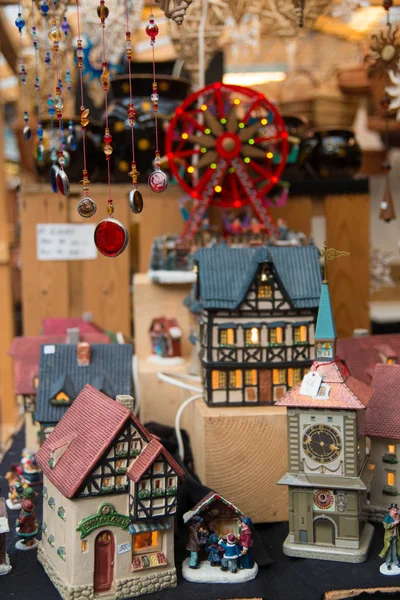 Casas Miniatura Adornos Venta Mercado Navidad Zurich Suiza — Foto de Stock