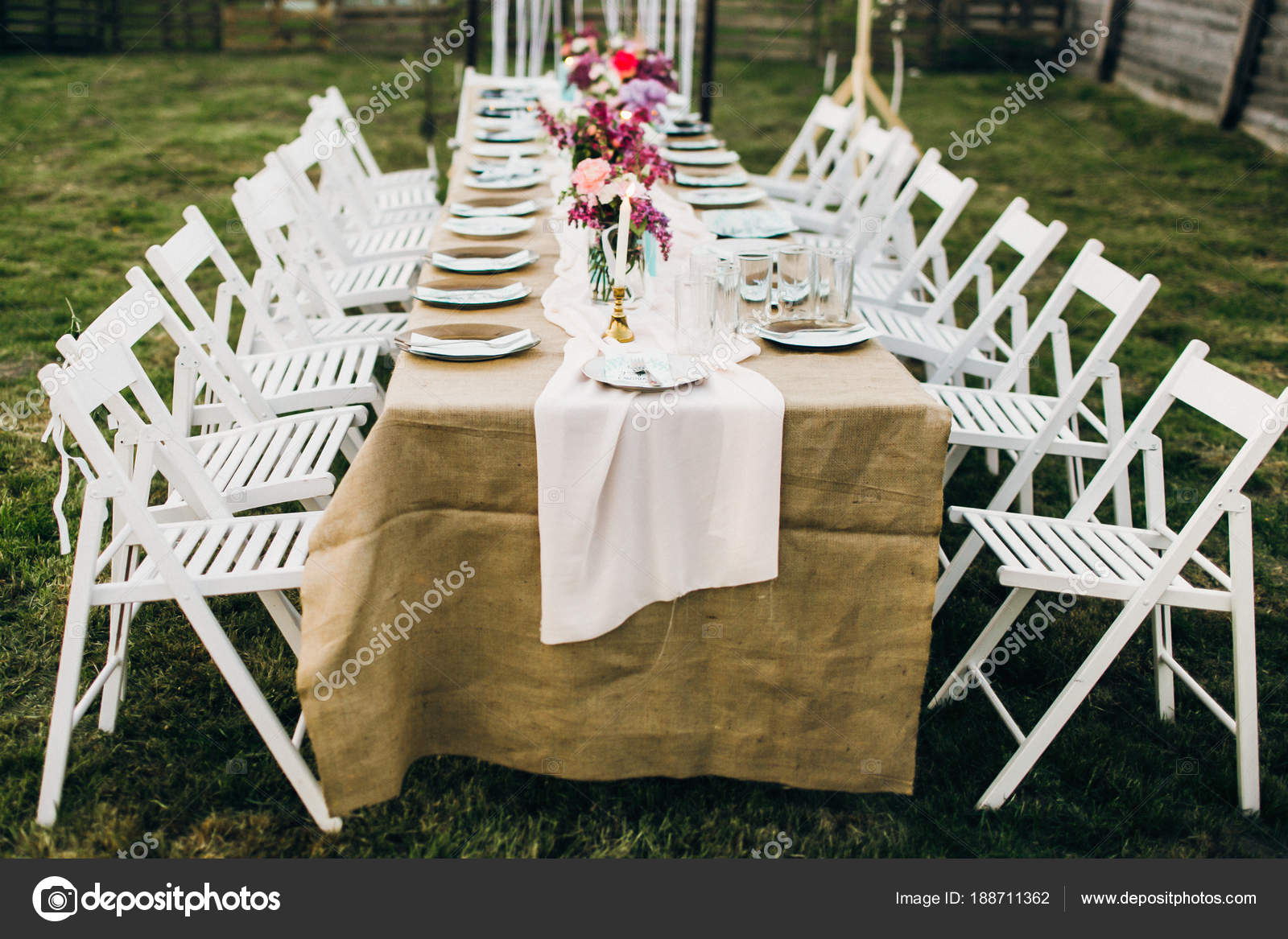Wedding Reception Beautiful Decoration Table Stock Photo