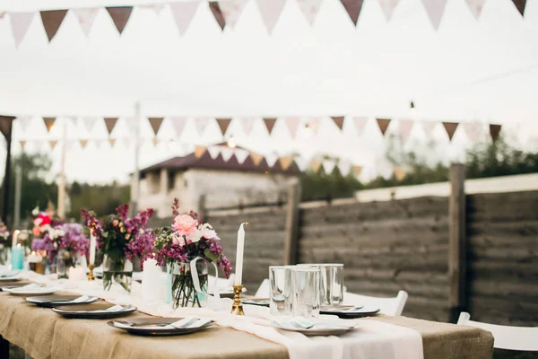 Wedding reception. Beautiful decoration of table