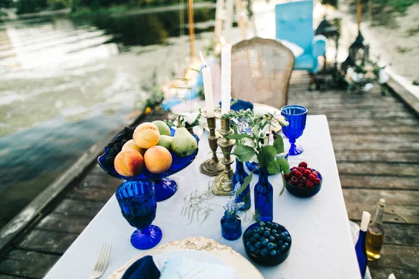 Belo Conjunto Mesa Casamento Decoração — Fotografia de Stock