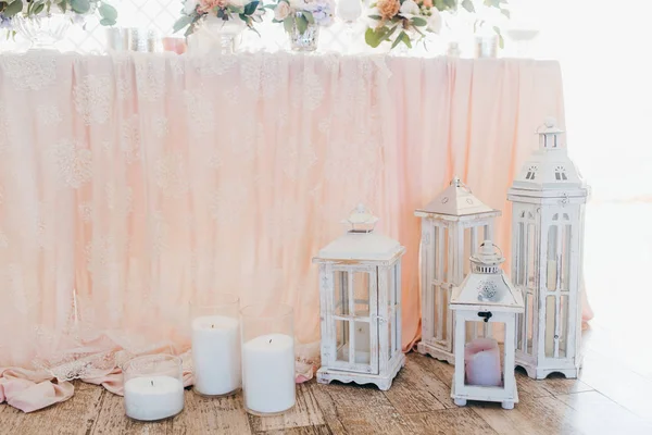 Bela Decoração Dia Casamento Rosa — Fotografia de Stock