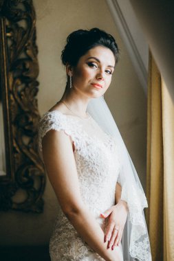 Kapalı poz genç güzel gelin