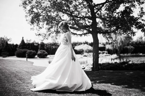若い美しい花嫁は屋外でポーズ — ストック写真