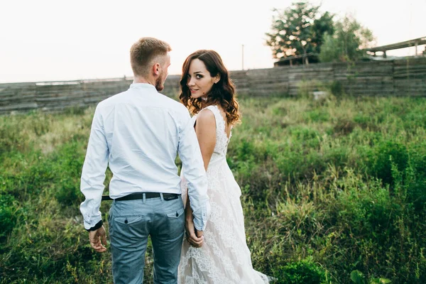 Beautiful Young Couple Posing Outdoors — Stock Photo, Image